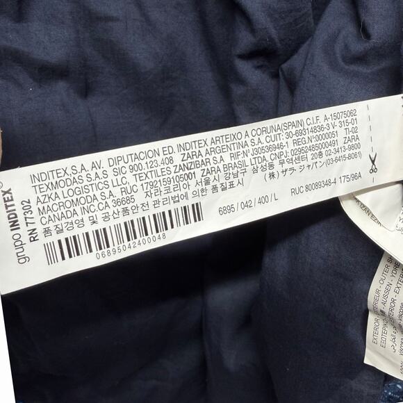 ZARA Vented Quilted Patchwork Jacket Womens L Blue Floral Waist Tie Boho Indie - Picture 11 of 13